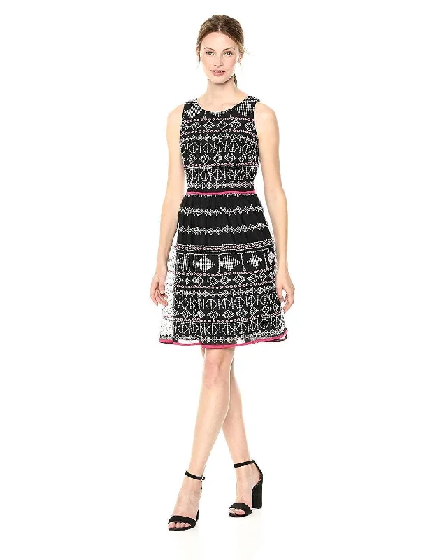 Sleeveless Dress With RufflesTaylor - Sleeveless Multi Print Mesh Dress 9722MSC