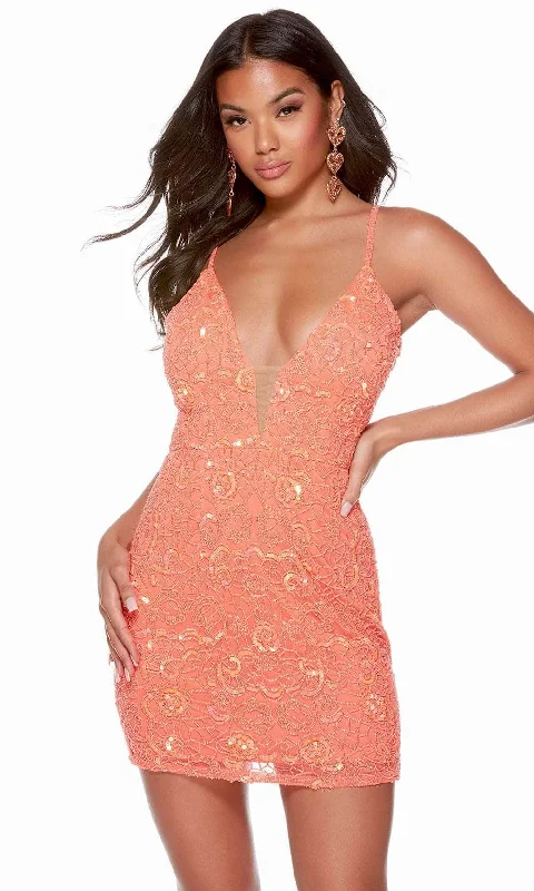 ball gown party dressesAlyce Paris 4628 - Embellished Cutout Back Homecoming Dress