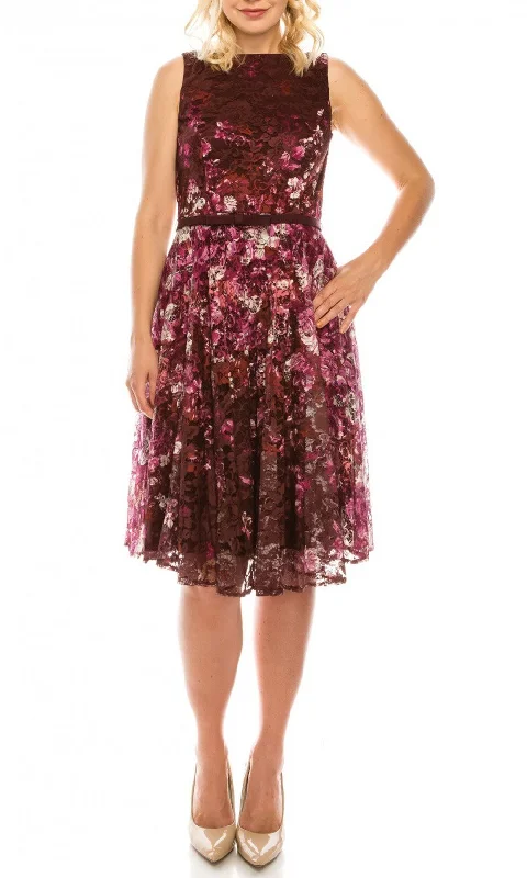 Sleeveless Dress With Keyhole BackGabby Skye - Floral Printed Lace Sleeveless Dress 57219MGSC