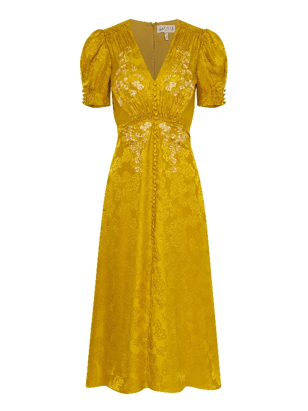 maxi dresses for casual FridaysLea Long Dress in Dark Gold