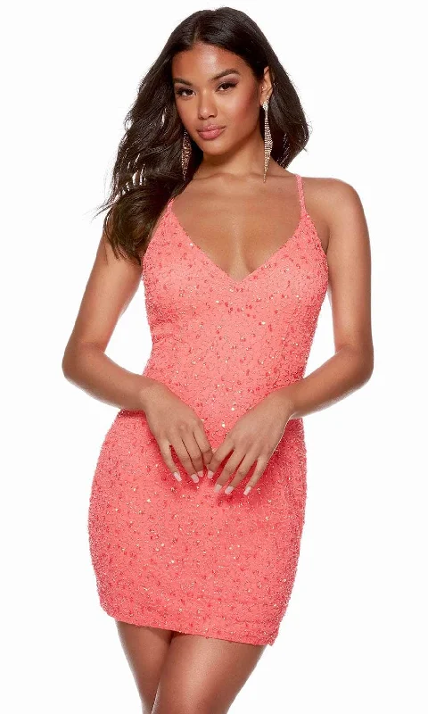 A-line party dressesAlyce Paris 4626 - Beaded V-Neck Homecoming Dress