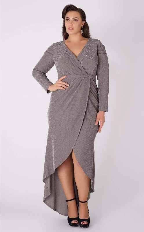 Funky Long Sleeves Cami DressMNM COUTURE - F0365 Long Sleeves Ruched Sheath Dress