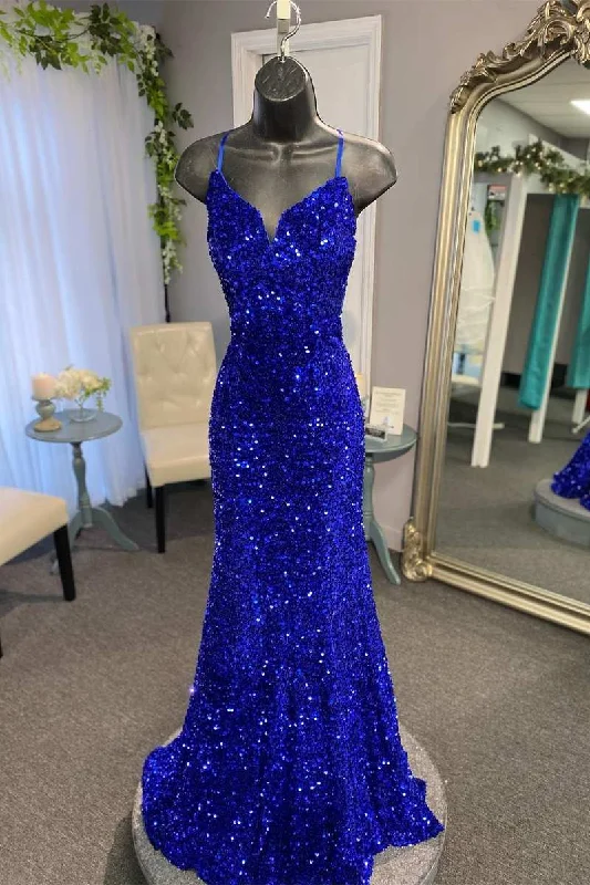 prom dress accessoriesMagenta Sequin Split Neck Mermaid Long Prom Dressgh2593