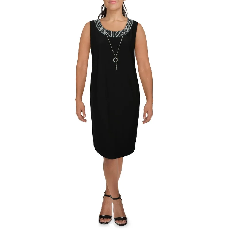 Sleeveless Dress With PearlsR&M Richards Womens Plus Knee-Length Sleeveless Shift Dress