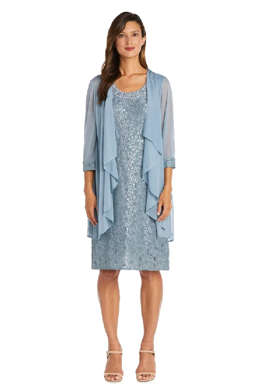 Sleeveless Dress In TulleR&M Richards - Embellished Sleeveless Lace Dress with Quarter Length Sleeve Jacket