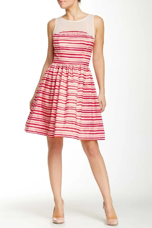 Sleeveless Dress With EmbroideryTaylor - Sleeveless Stripe Print Dress 5450MSC