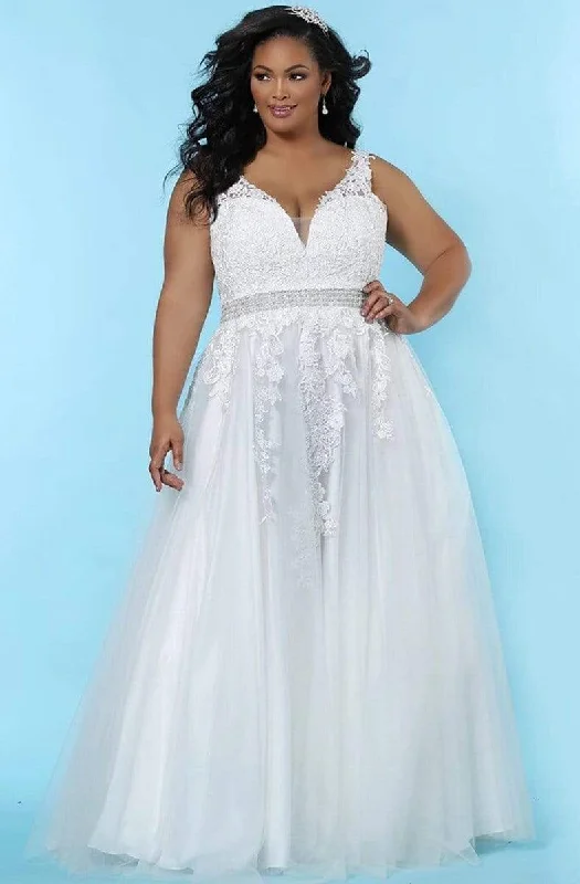 Plus Size Formal Dresses OnlineSydney's Closet - SC5230 Floral Embroidered A-Line Gown