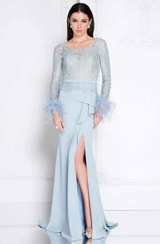 Flowy Long Sleeves DressTerani Couture - 1811M6568 Embellished Long Sleeve Sheath Dress