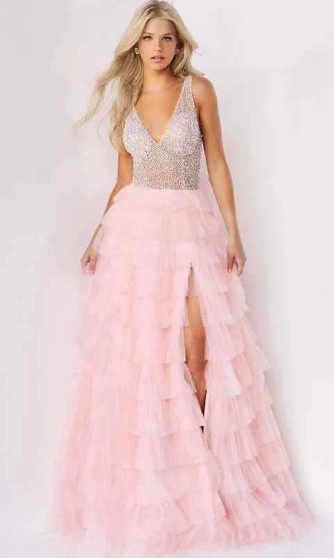 Formal Dress for ConcertsJovani - 07235 Jeweled High Slit Tulle Gown