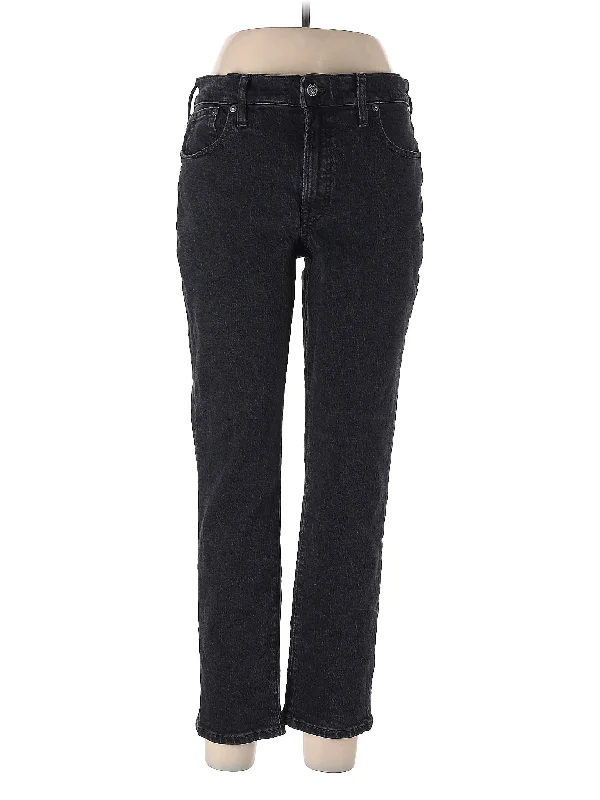 women's denim jeans with geometric patternsMid-Rise Straight-leg Jeans in Dark Wash