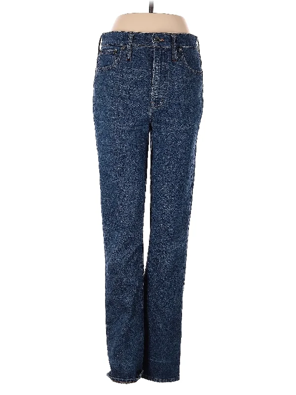 women's denim jeans with embroideryHigh-Rise Straight-leg Jeans in Medium Wash