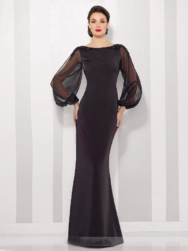 Formal Long Sleeves Cocktail GownMon Cheri - 216680 Long Sleeve Bateau Sheath Dress