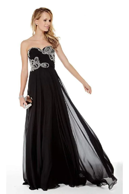 Formal Dress for Charity AwardsAlyce Paris - 5003 Strapless Sweetheart Neckline Beaded Chiffon Gown - 1 pc Black In Size 20 Available