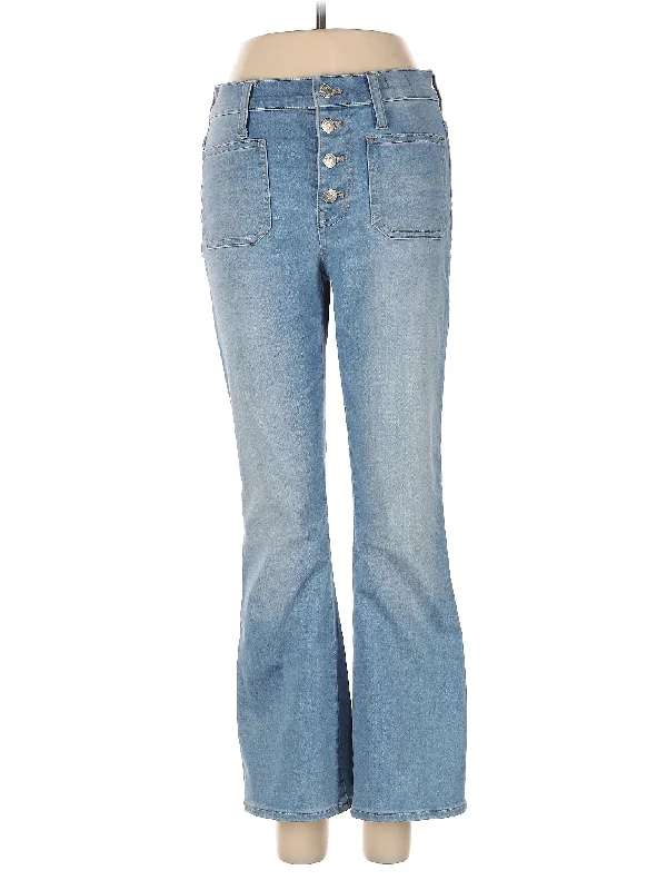 women's denim jeans with geometric patternsMid-Rise Flare Jeans in Light Wash