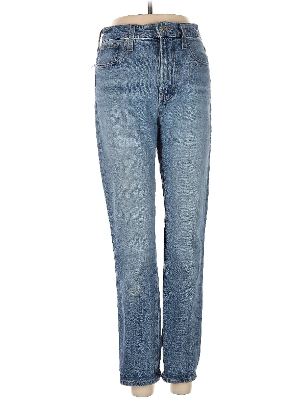 women's denim jeans with embroidered back pocketsHigh-Rise Straight-leg Jeans in Medium Wash