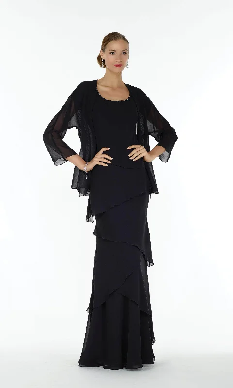 Fun Long Sleeves DressAlyce Paris - 29292 Layered Chiffon Dress with Long Sleeved Jacket