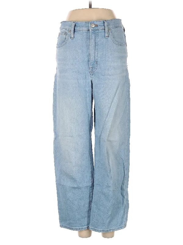 women's denim jeans with cotton blendMid-Rise Wide-leg Jeans in Light Wash