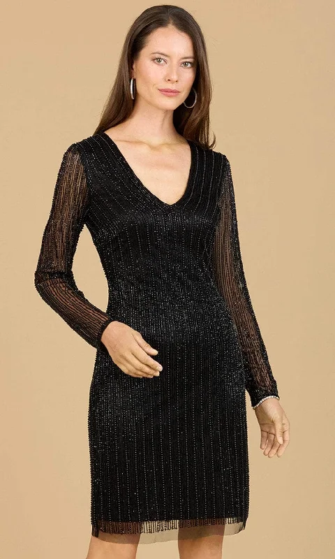 Fashionable Long Sleeves DressLara Dresses 29164 - Long Sleeve Beaded Cocktail Dress