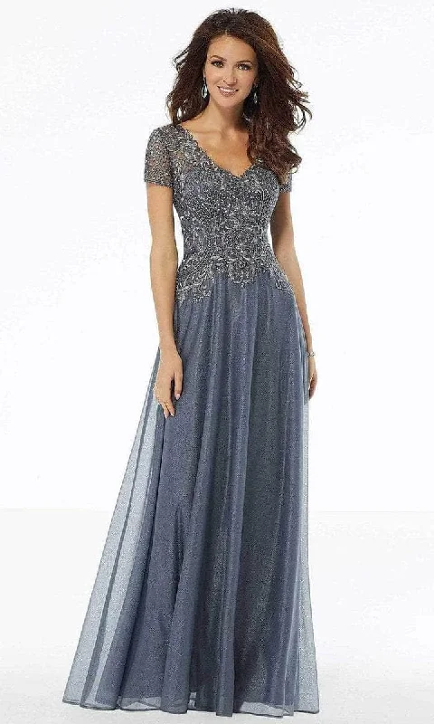 Formal Dress for Winter WeddingsMGNY By Mori Lee - Short Sleeve Metallic Formal Dress 72116SC