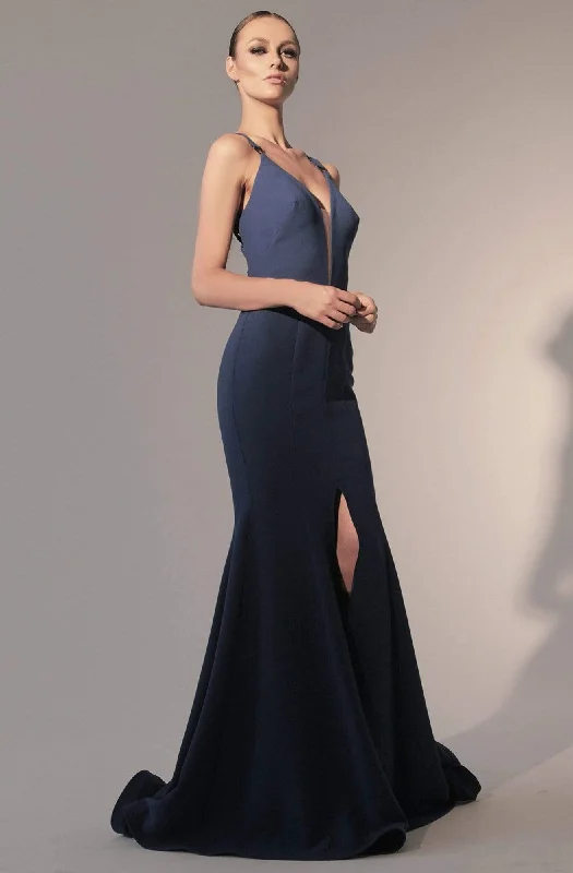 Formal Dress for Large WeddingsNicole Bakti - 582 Illusion Plunged Neckline Strappy Back Mermaid Gown