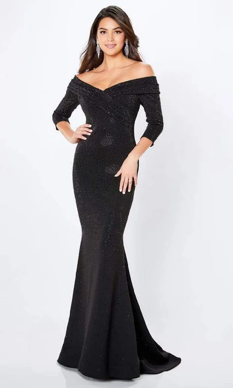 Formal Dress for Art GalleriesMontage by Mon Cheri - 221970 Off-Shoulder Sparkle Beaded Mermaid Gown