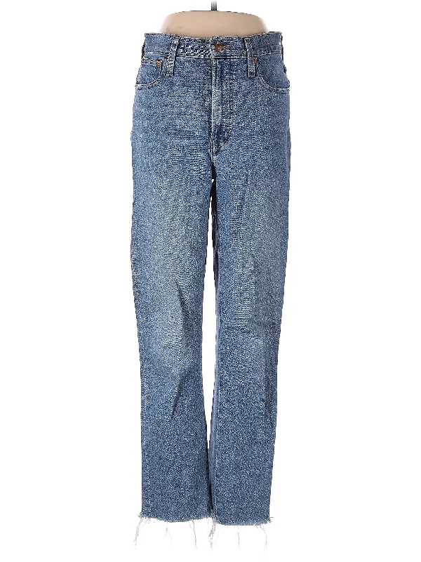 women's denim jeans with adjustable waistbandsHigh-Rise Straight-leg Jeans in Light Wash