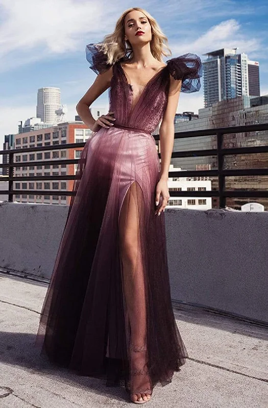 Formal Dress for Winter WeddingsNicole Bakti - 6926 Ruffled Deep V-neck A-line Gown