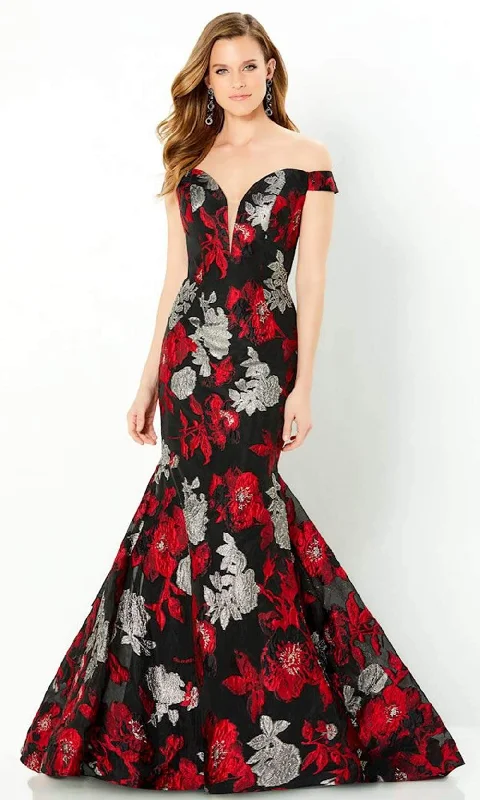 Formal Dress for Formal DinnersMontage by Mon Cheri - 220952 Floral Deep Off-Shoulder Gown