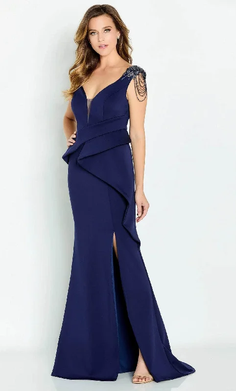 Formal Dress Shopping GuidesCameron Blake CB139 - Asymmetrical Frilled Formal Gown