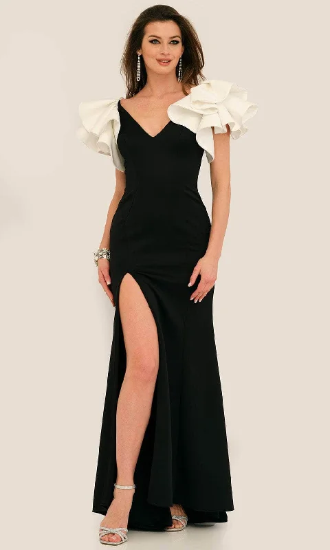 Formal Dress for Film PremieresDave & Johnny 11314 - Ruffled Sleeve Sheath Formal Gown