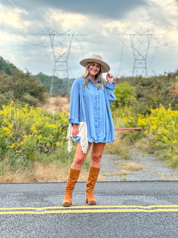 Full-Body Long Sleeves DressLong Sleeve Bubble Denim Dress