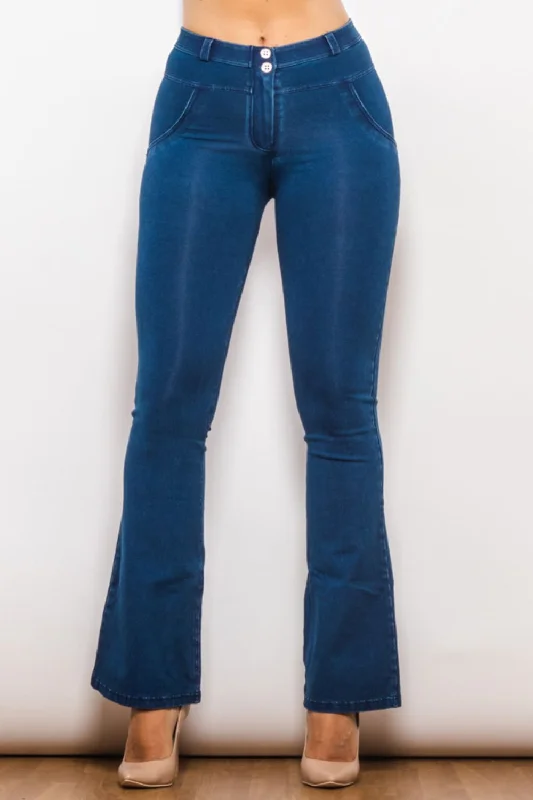 women's denim jeans for petite womenButtoned Flare Long Jeans