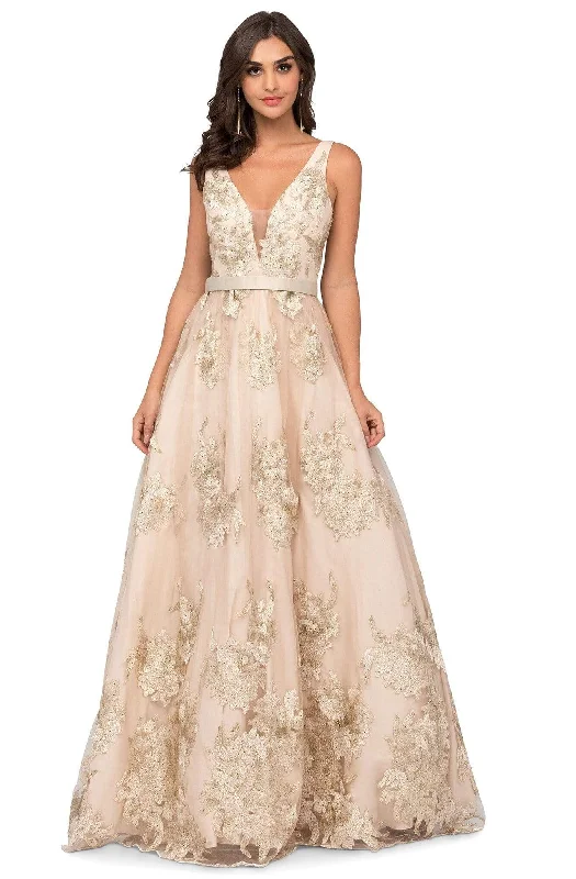 Formal Dress for Civil CeremoniesCecilia Couture - 1440 Floral Lace Appliqued Sleeveless V Neck Gown