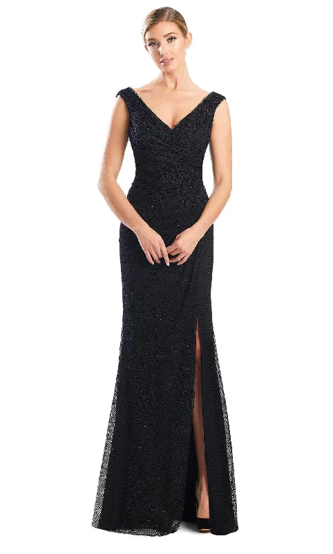 Formal Dress for Military BallsAlexander by Daymor 1754S23 - V Neck Sleeveless Slit Formal Dress