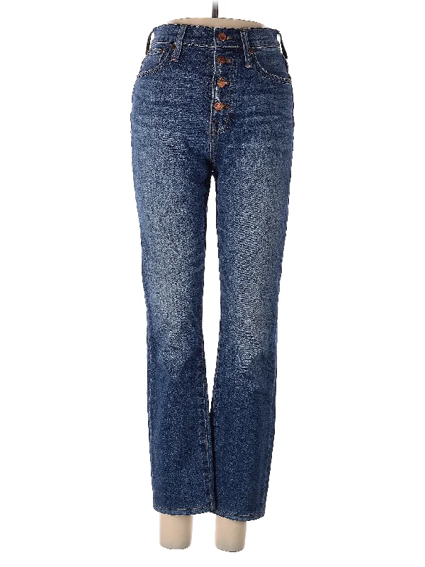 women's distressed denim jeans with holesHigh-Rise Bootleg Jeans in Medium Wash