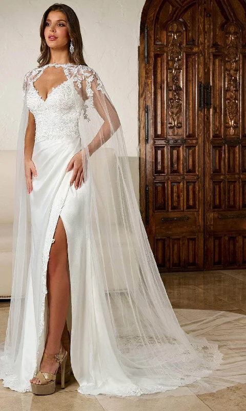 Formal Dress for Small WeddingsRachel Allan RB3186 - Deep V-Neck Sheath Bridal Gown