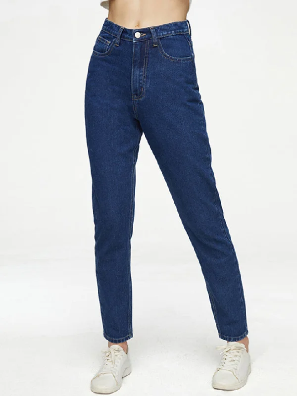 women's denim jeans for apple-shaped bodiesButtoned Long Jeans