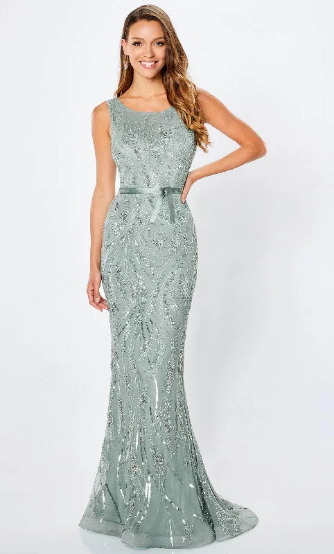 Formal Dress for Garden WeddingsMontage by Mon Cheri 221965W - V Back Bedazzled Sheath Gown