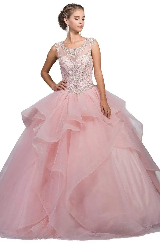 Formal Dress for Military BallsDancing Queen - 1198 Cap Sleeve Jeweled Embroidery Ballgown