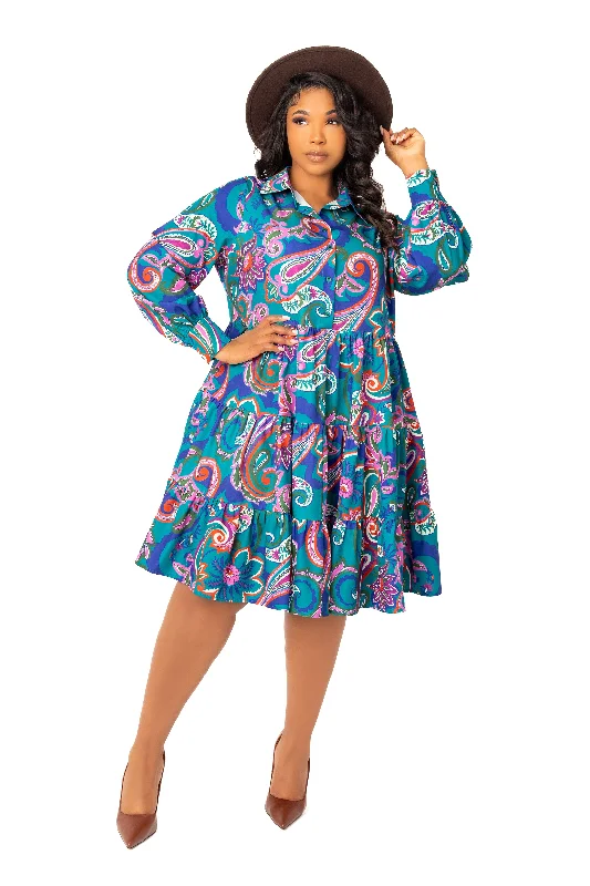 Formal Long Sleeves Evening DressFloral Long Sleeve Tiered Shirt Dress