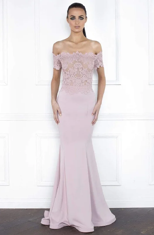 Formal Dress for Religious CeremoniesNicole Bakti - 592L Off-Shoulder Lace Bodice Mermaid Gown