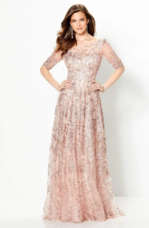 Formal Dress Trends 2023Montage by Mon Cheri - 219976W Embroidered Illusion Bateau A-line Gown