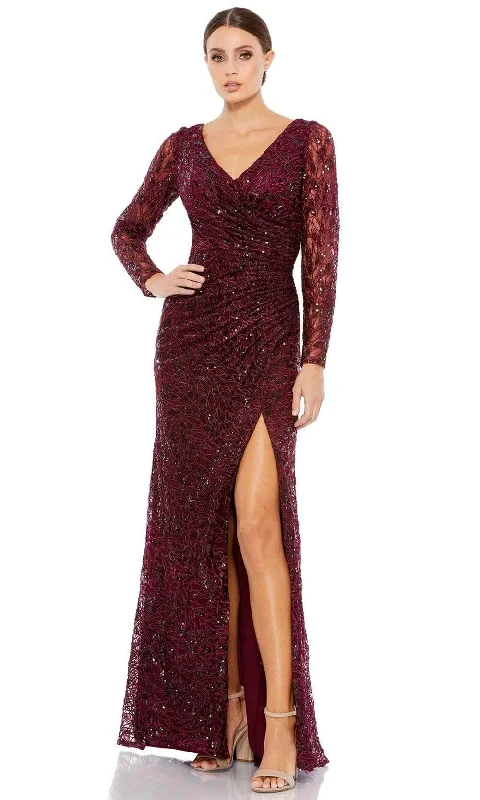 Flirty Long Sleeves Shift DressMac Duggal - 12412 Long Sleeve Sequined Dress