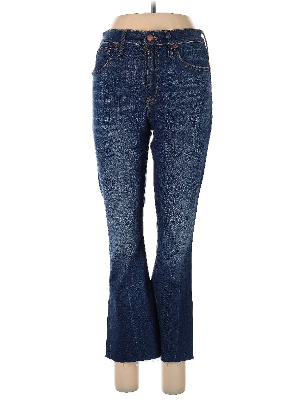 women's denim jeans with zippersHigh-Rise Flare Jeans in Dark Wash