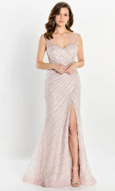 Women's Formal Dress OptionsMontage by Mon Cheri M2216 - Pearl and Beaded Illusion Slit Gown