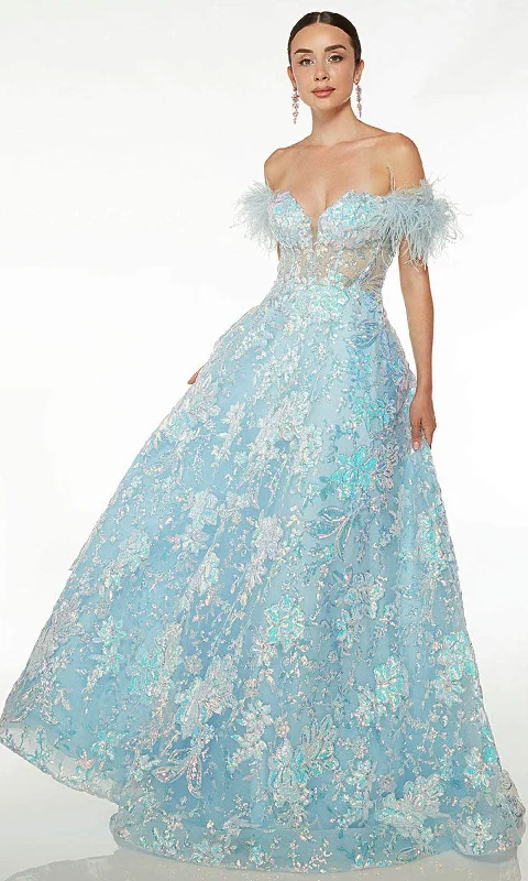 Formal Dress for Modeling AuditionsAlyce Paris 61645 - Feather Detailed Off-Shoulder Ballgown