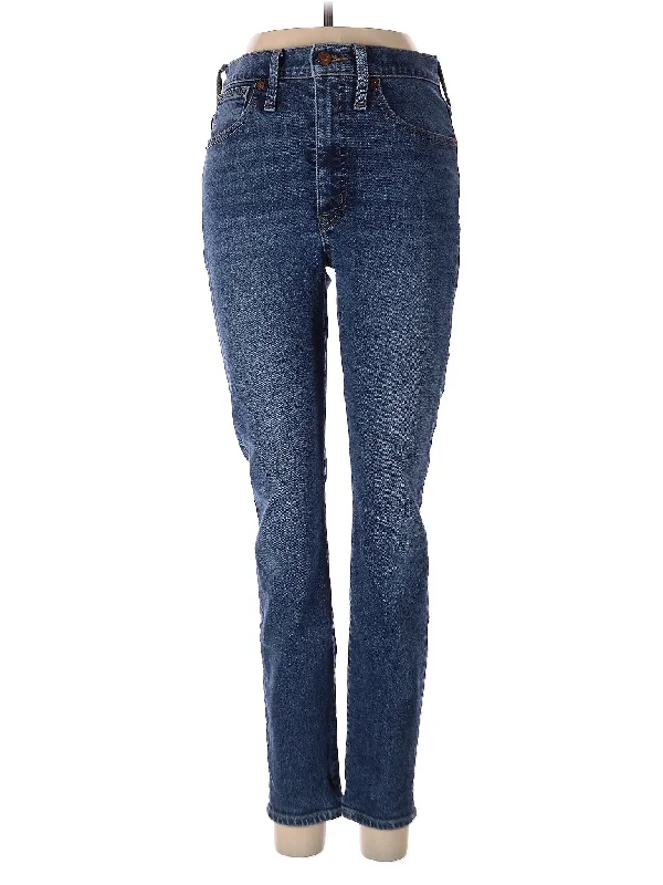 women's denim jeans with belt loopsHigh-Rise Straight-leg Jeans in Medium Wash