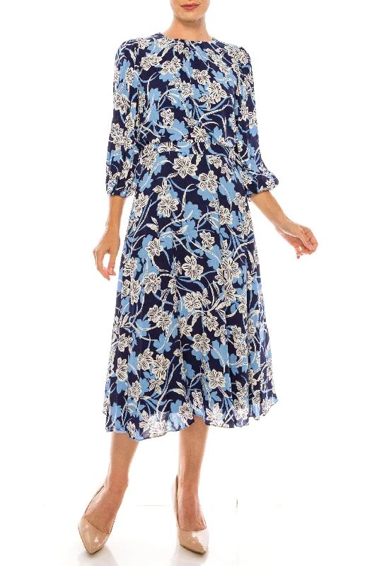 Funky Patterned Long Sleeves DressMaggy London G4785M - Long Sleeve Floral Day Dress