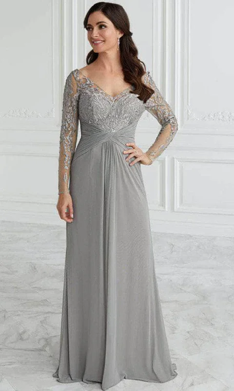 Flexible Long Sleeves Bridesmaid DressChristina Wu Elegance 17098 - Long Sleeve Sheer Illusion A-Line Dress