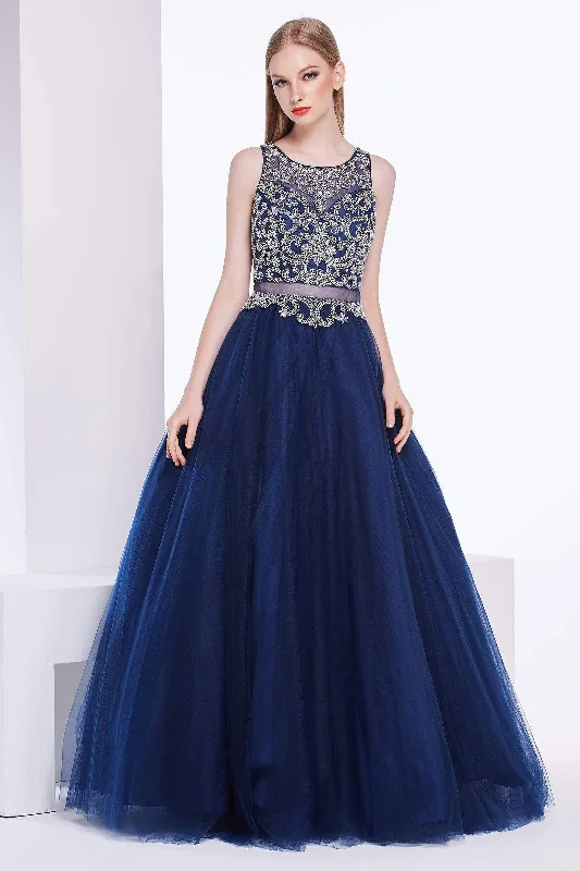 Women's Formal Dress OptionsJ'Adore Dresses - J14015 Embellished Jewel Neck Tulle Ballgown